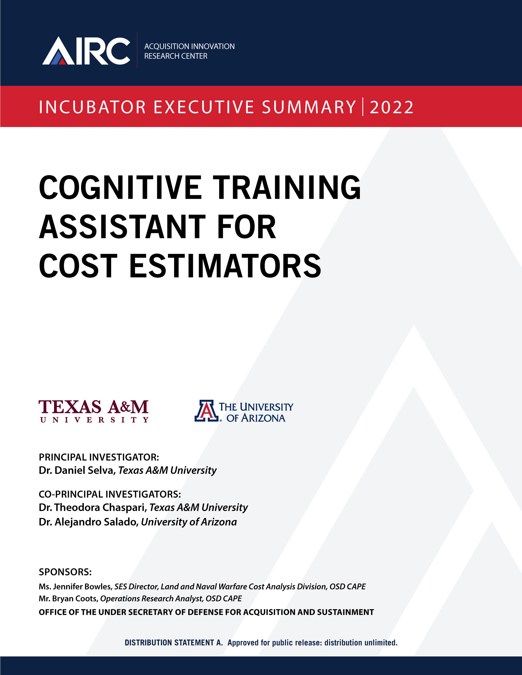 Cognitive Training Assistant for Cost Estimators - The Acquisition